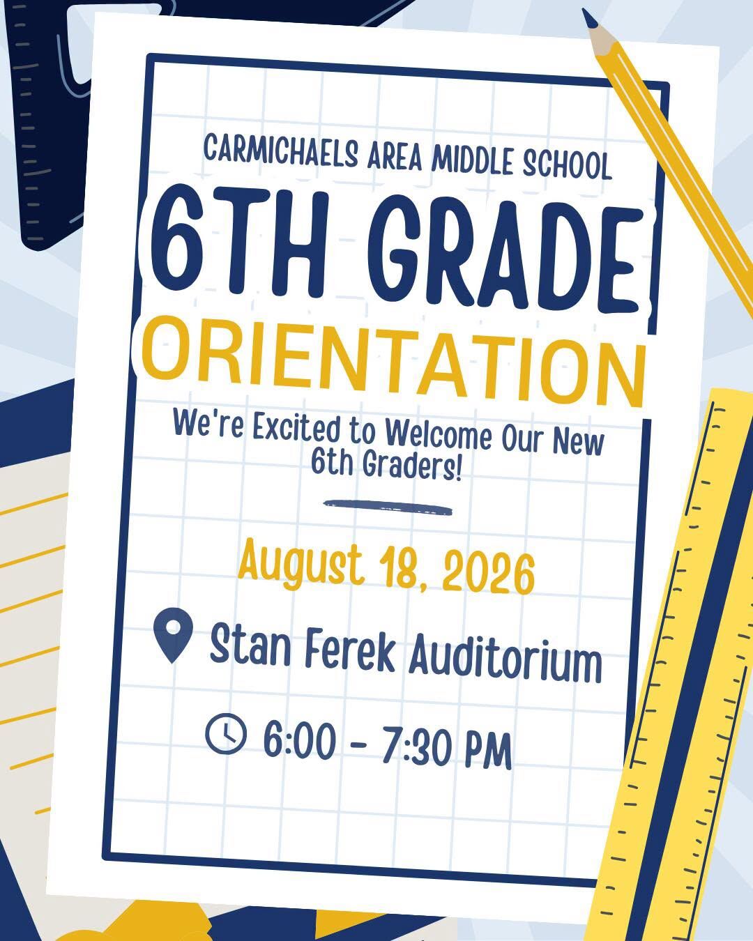 Carmichaels Middle School 6th Grade Orientation