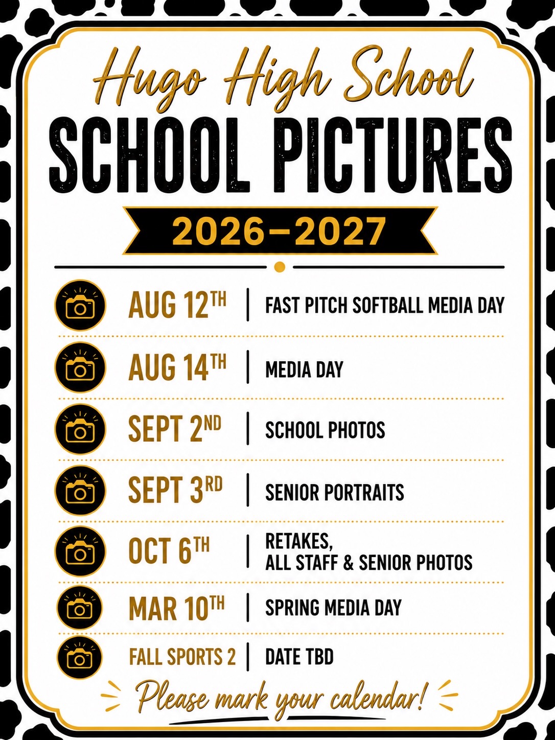 HHS School and Senior Picture Reminders