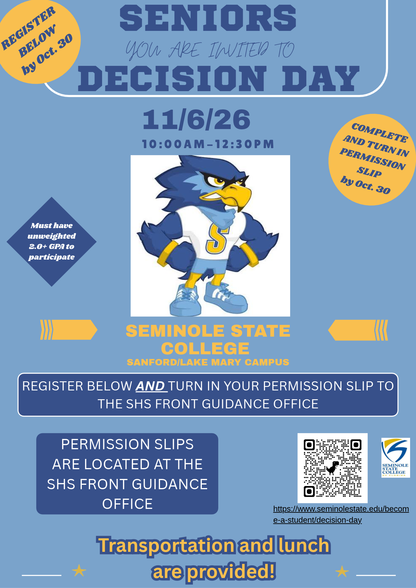Seminole State Decision Day--Calling all 2026–2027 Seniors!