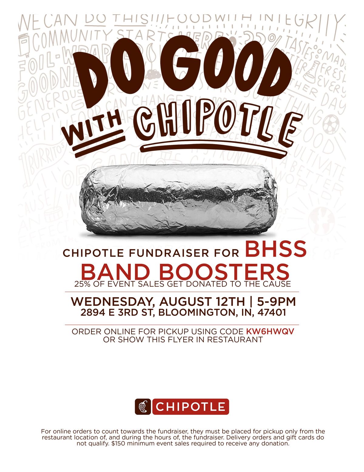 CHIPOTLE FUNDRAISER FOR BHSS BAND BOOSTERS