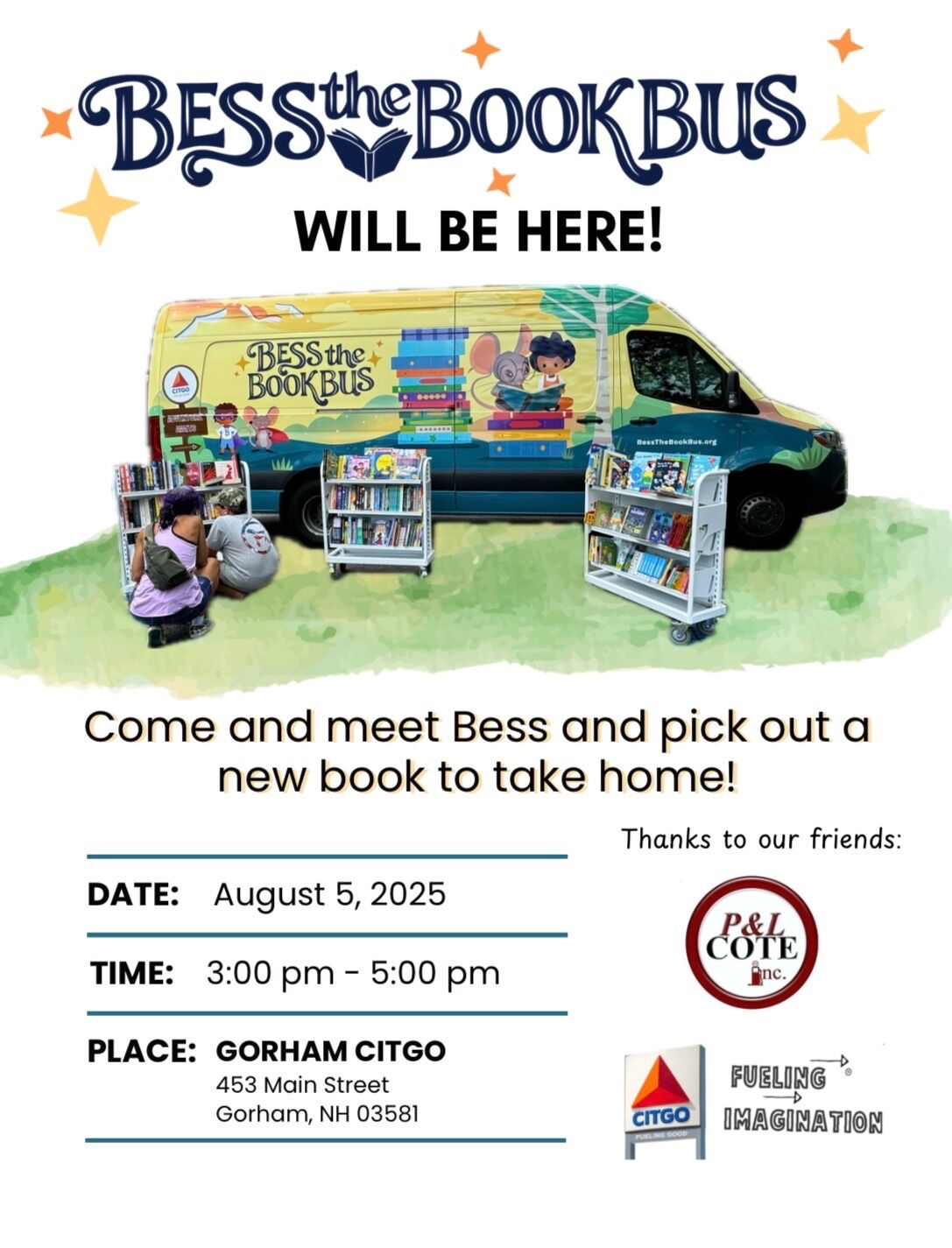 Tomorrow!! Bess the Book Bus! 