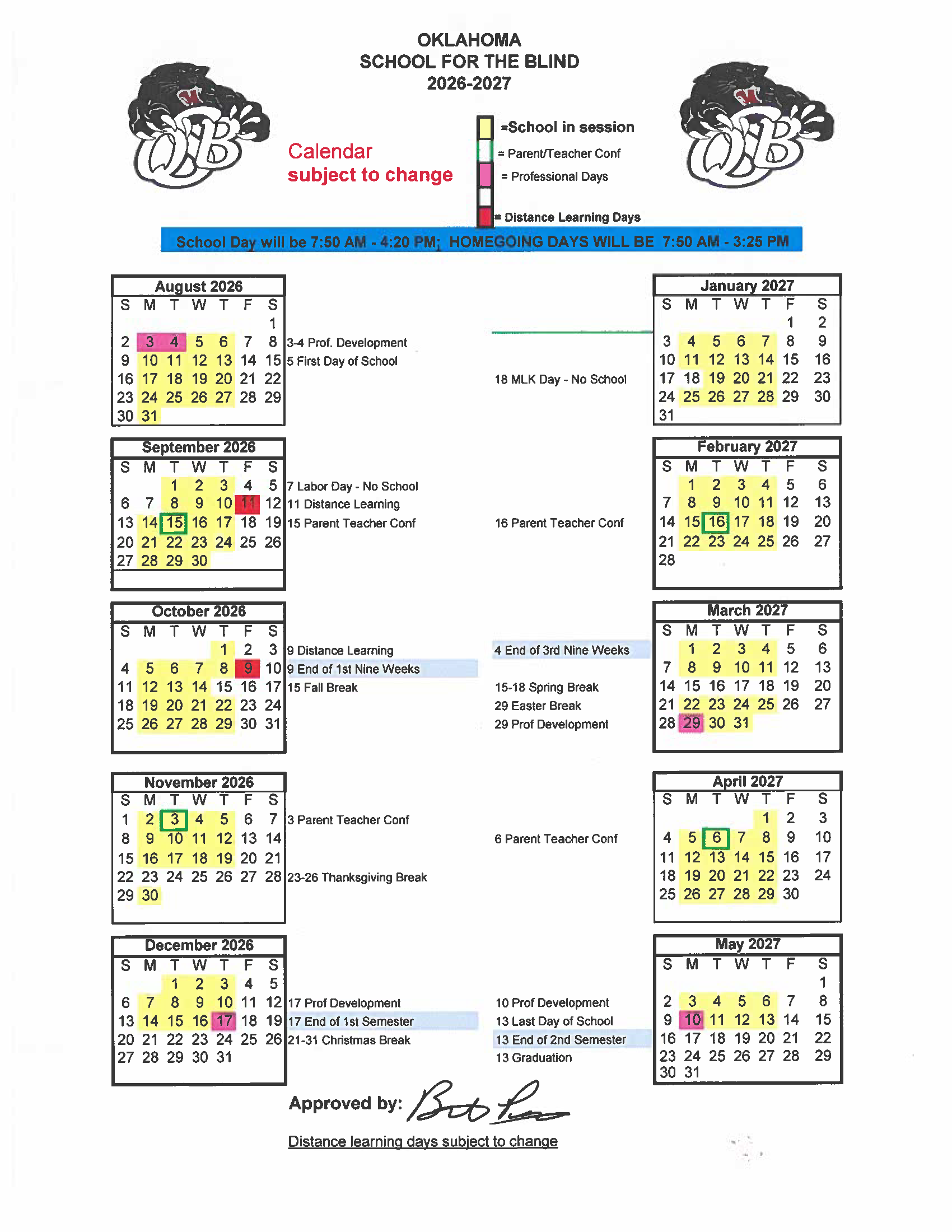 Updated 26.27 OSB Calendar