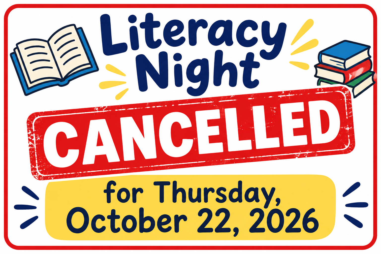 Literacy Night Cancelled