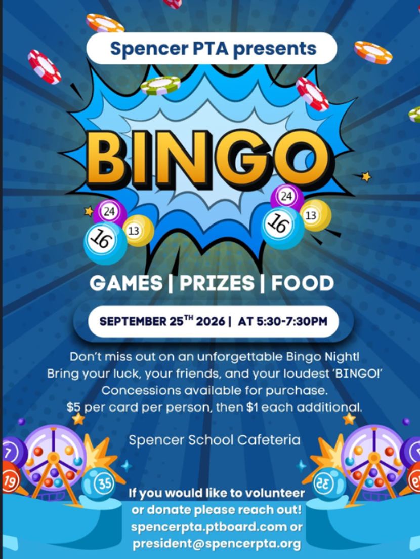 BINGO Night & PTA Meeting at Spencer School 