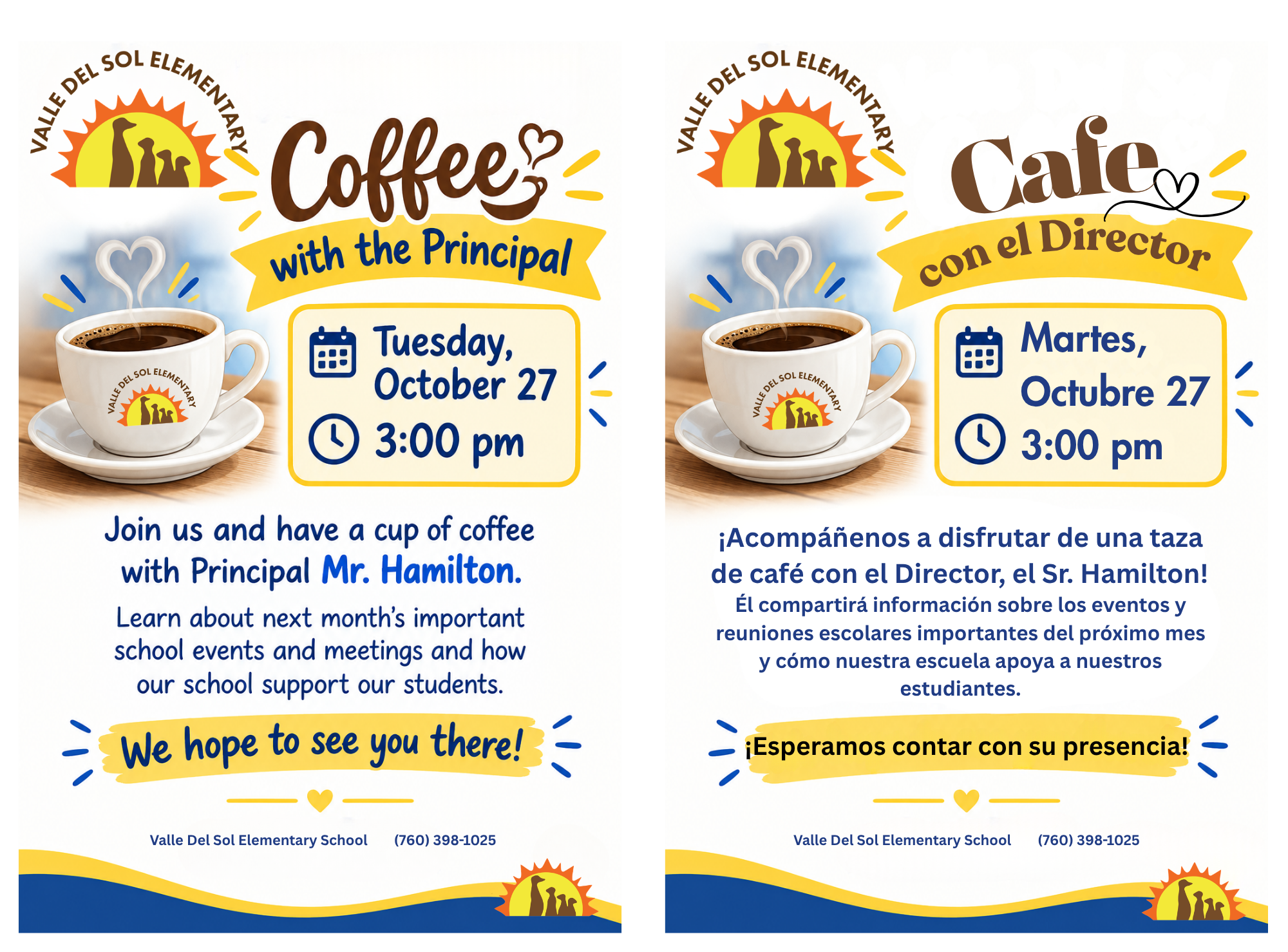 Coffee with the Principal / Cafe con el Director 