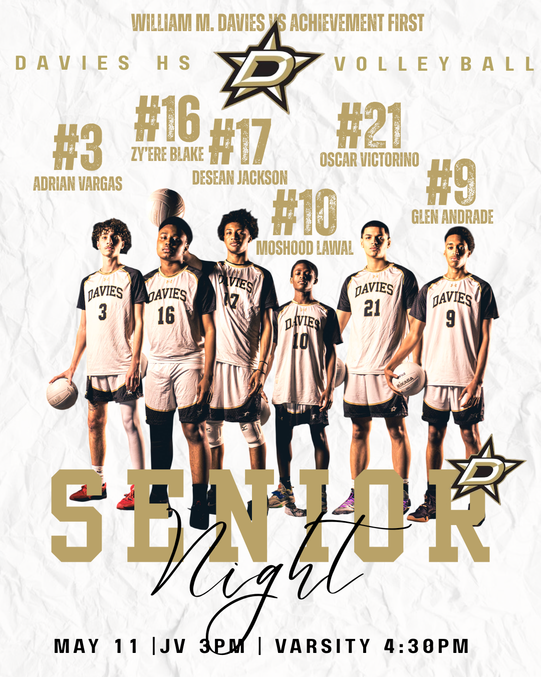 Davies vs Achievement First: Senior Night Game Day - Tonight!