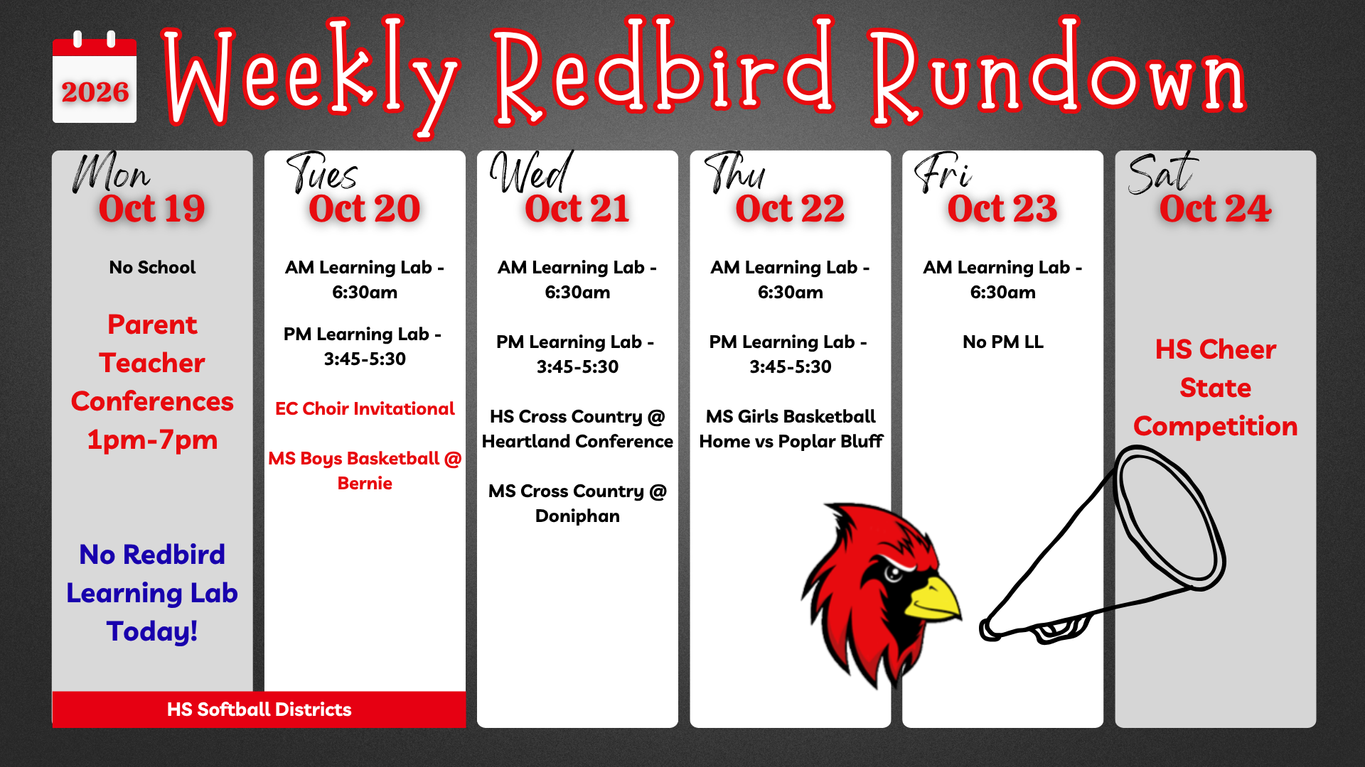 Redbird Rundown: October 19th - 24th