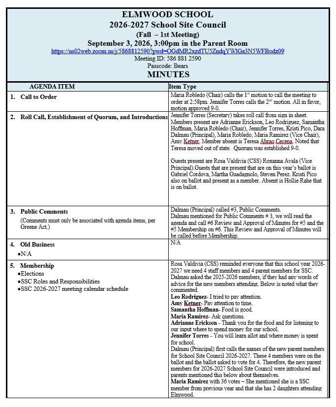 Minutes of SSC Meeting 09/03/26 - Acta de la reunión del SSC del 3 de septiembre