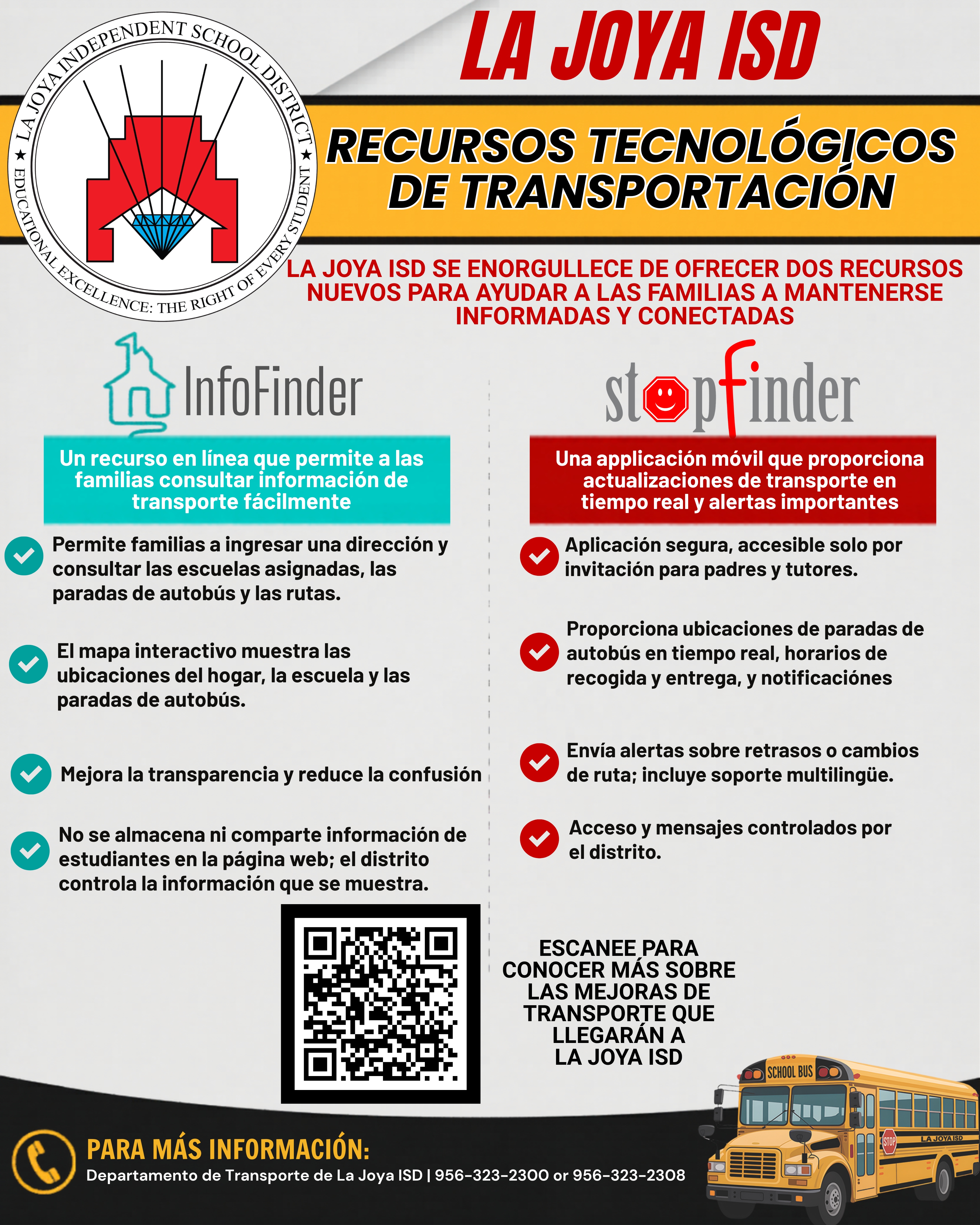 La Joya ISD presents two new technological resources for transportation: InfoFinder and stopfinder.