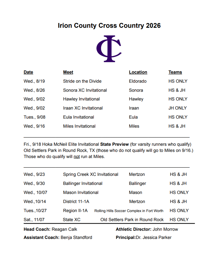 Cross Country Updates