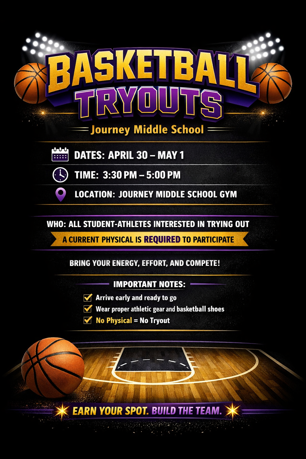 Journey Boys' Basketball Tryouts