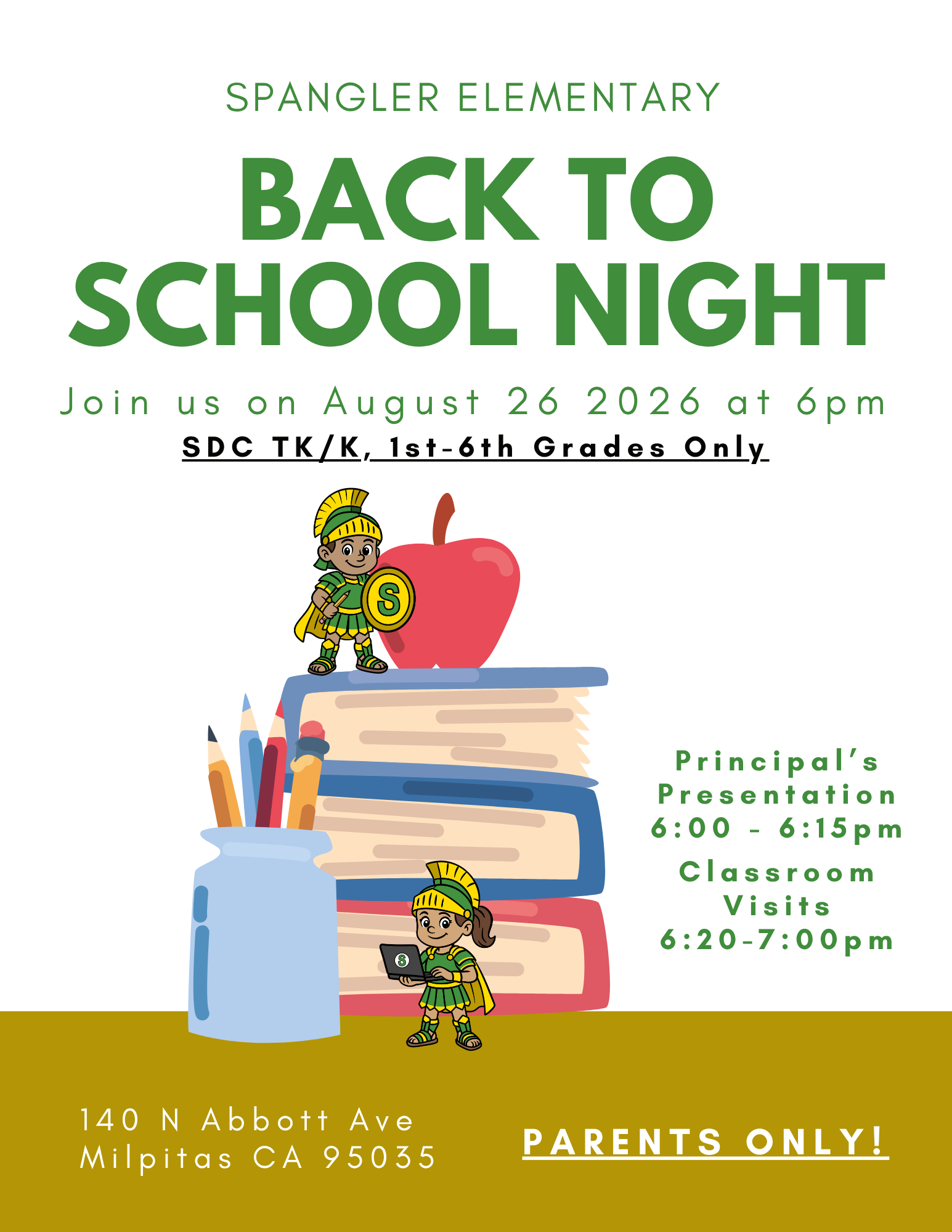 [UPDATED] Back to School Night 8/26