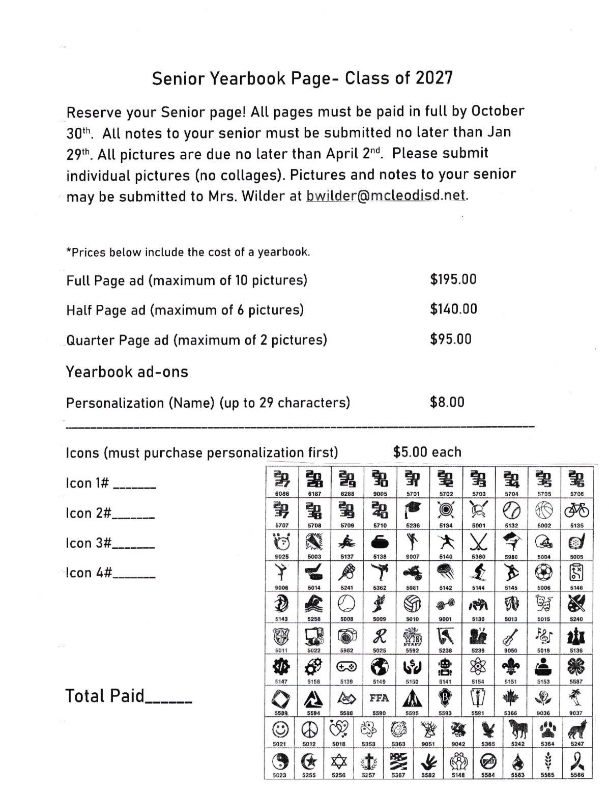 Get Your Senior Yearbook Ad by October 30th