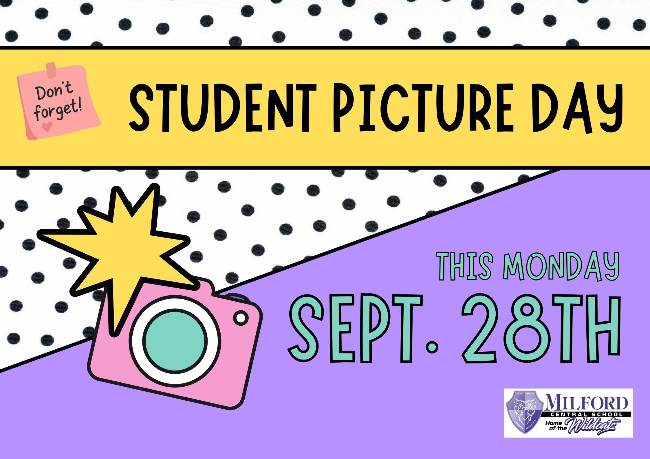 Reminder!  Student Picture Day - This Monday, September 28th