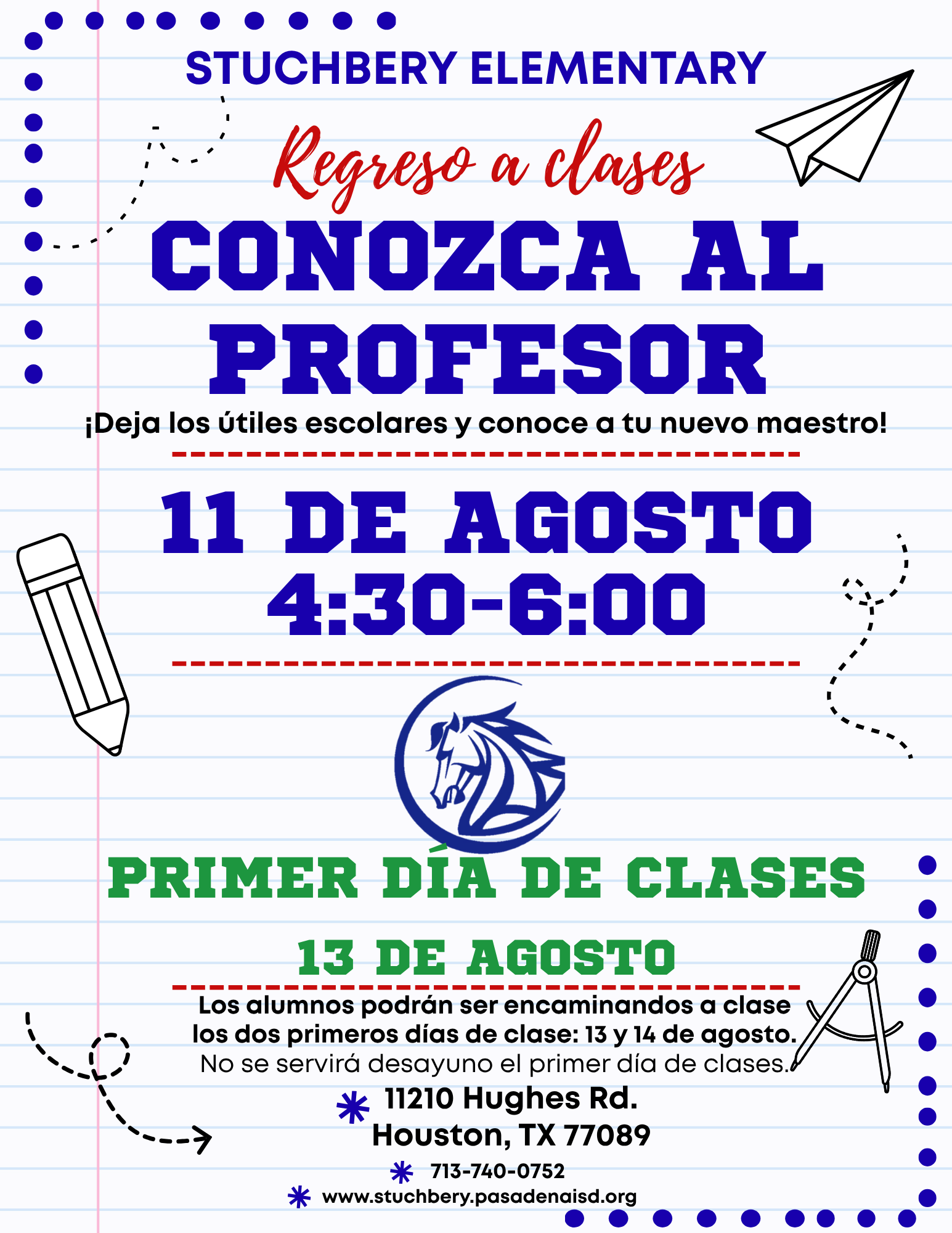 Stuchbery Elementary invites you to meet the teacher on August 11th from 4:30-6:00 PM.