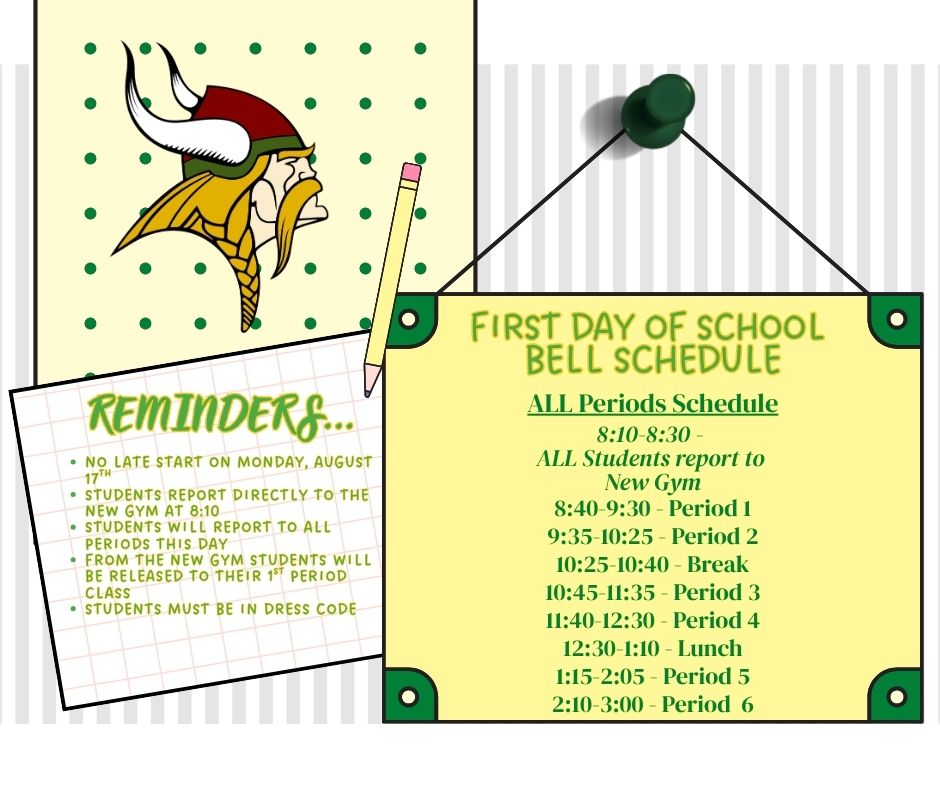 First Day of School Schedule 