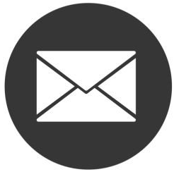 A white envelope icon centered inside a dark grey circle.