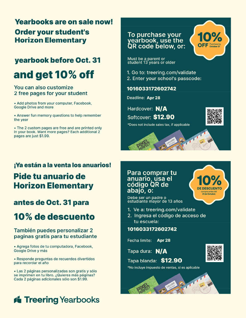Yearbook Purchase 10% discount if ordered before 10/31