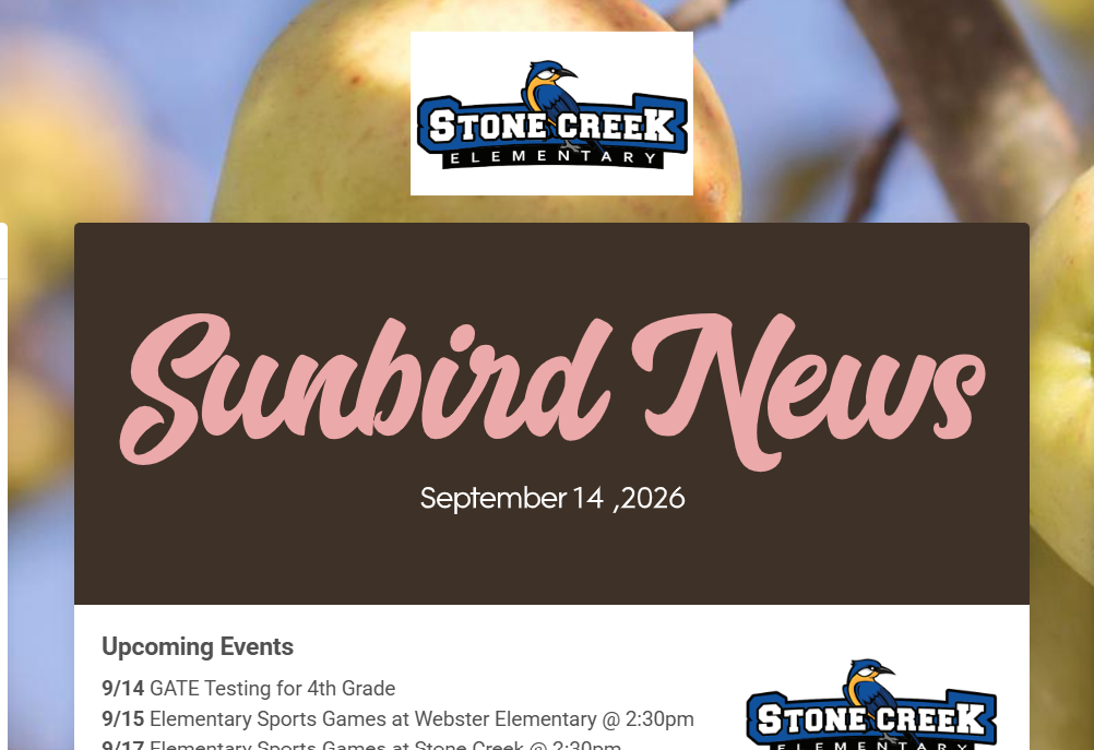 Sunbird News- week of 9/13/26