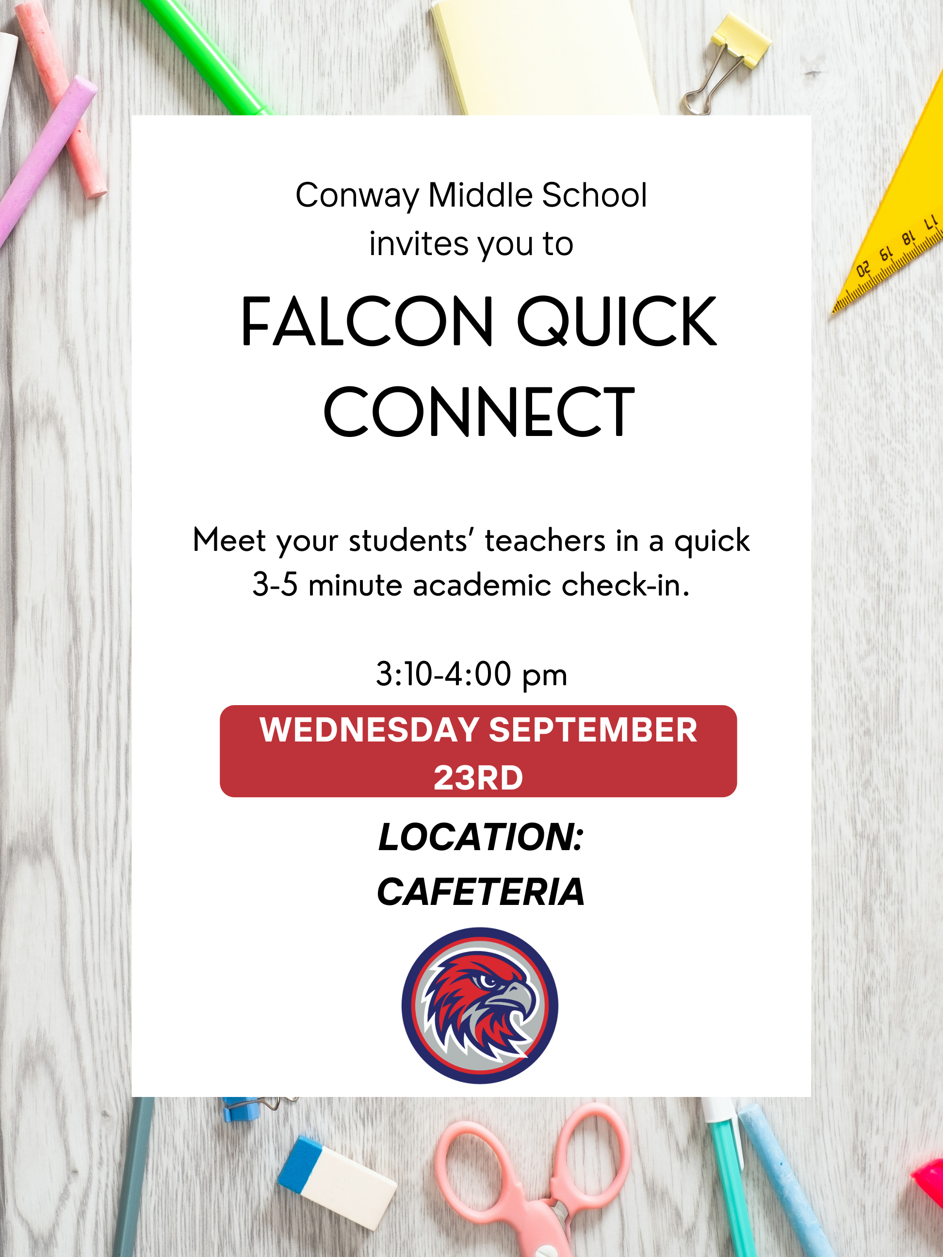 Progress Report Conferences: Falcon Quick Connect Sept. 23