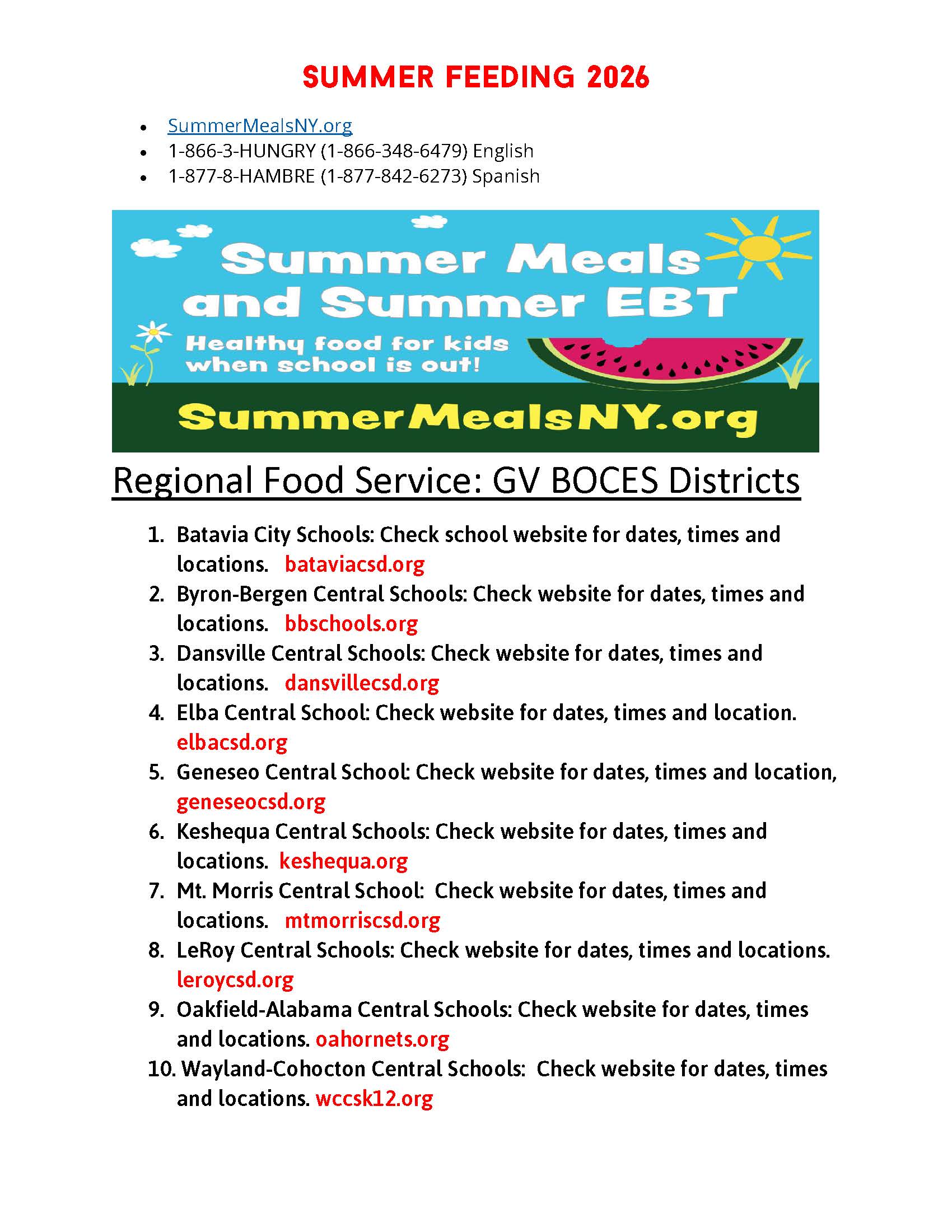 Free Summer Meals for Kids