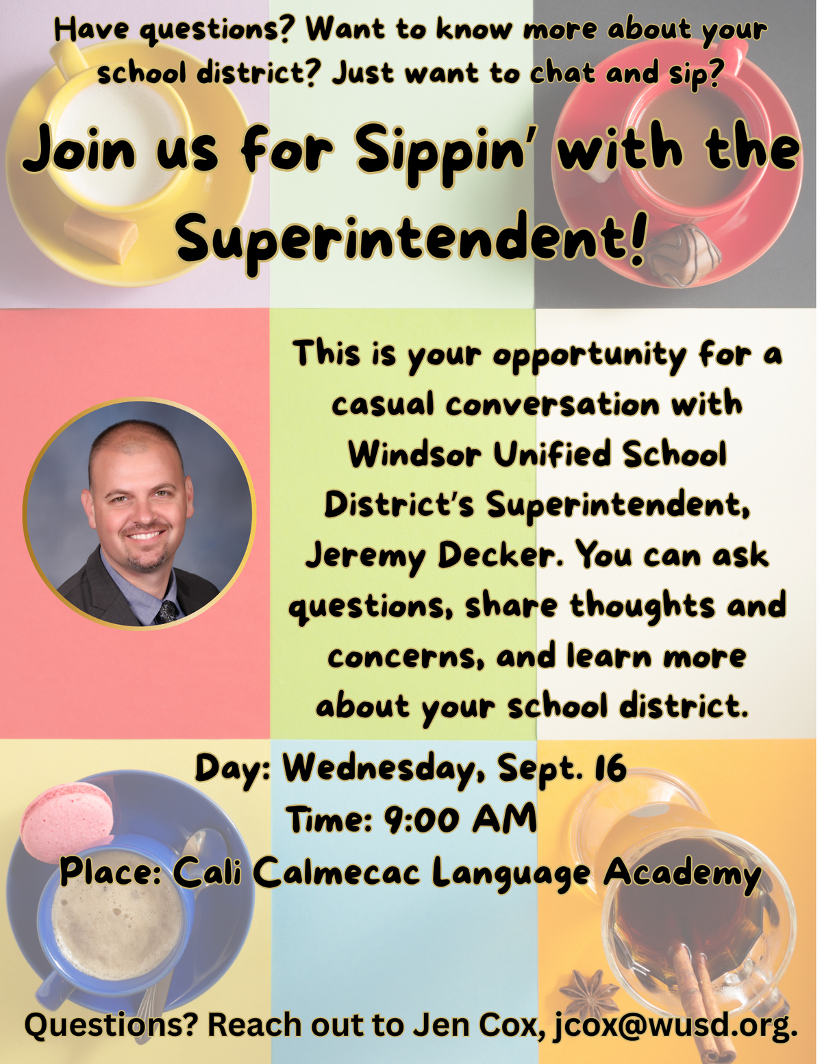 Sippin With The Superintendent -  Sept. 16 at CCLA