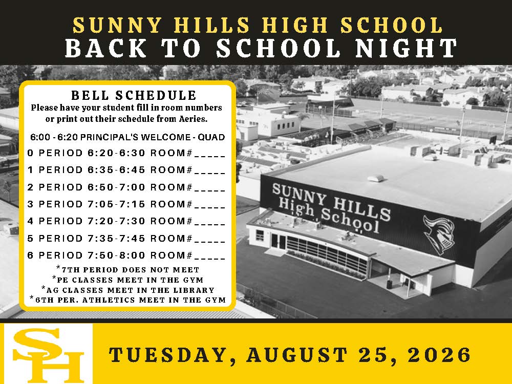 SHHS Annual Back to School Night