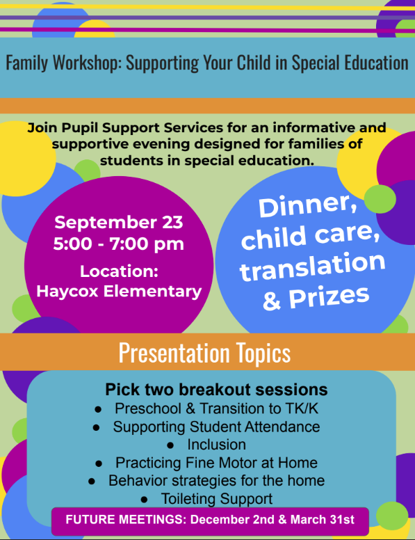 REMINDER:  Special Education Parent Night