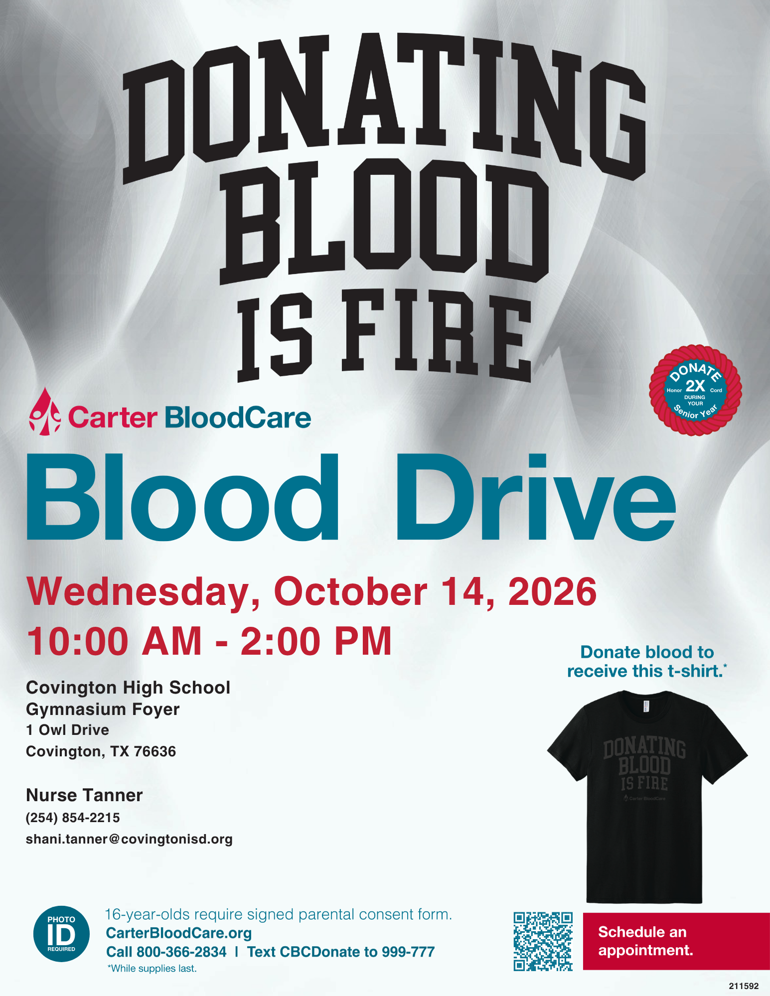 Blood Drive coming up next week!! October 14, 2026