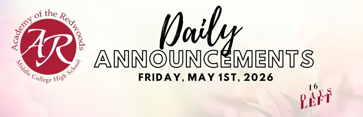 Daily Announcements - Friday, May 1st