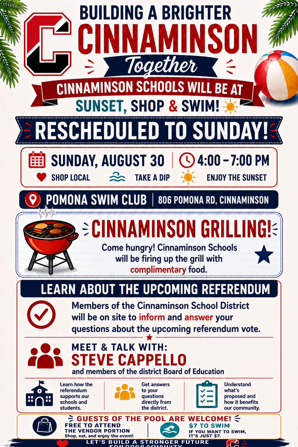 RESCHEDULED DUE TO WEATHER! Learn more about the upcoming referendum Sun., Aug. 30th @ Pomona Swim Club