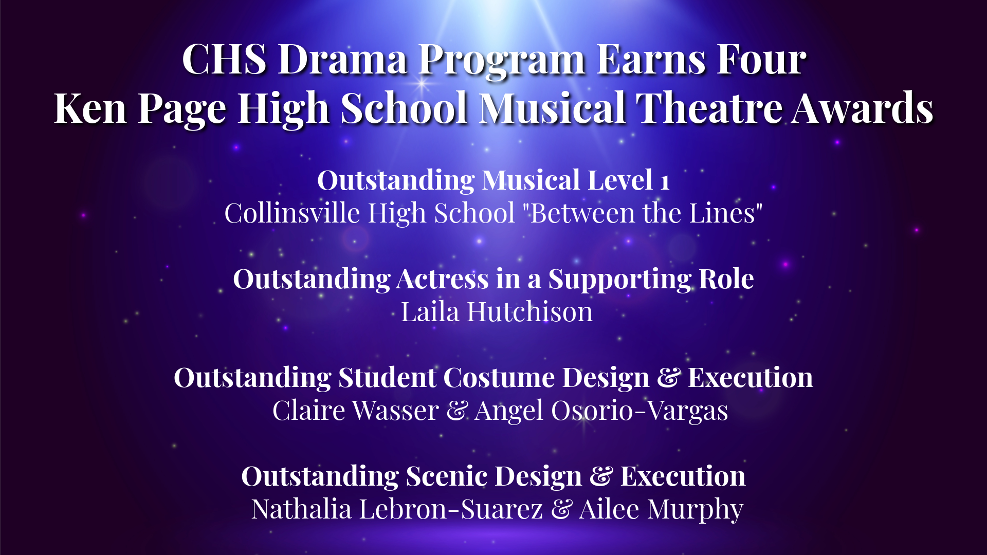 CHS Drama Program Makes School History with Four Musical Theatre Awards