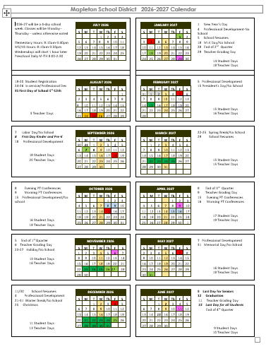 2026-2027 Updated School Calendar