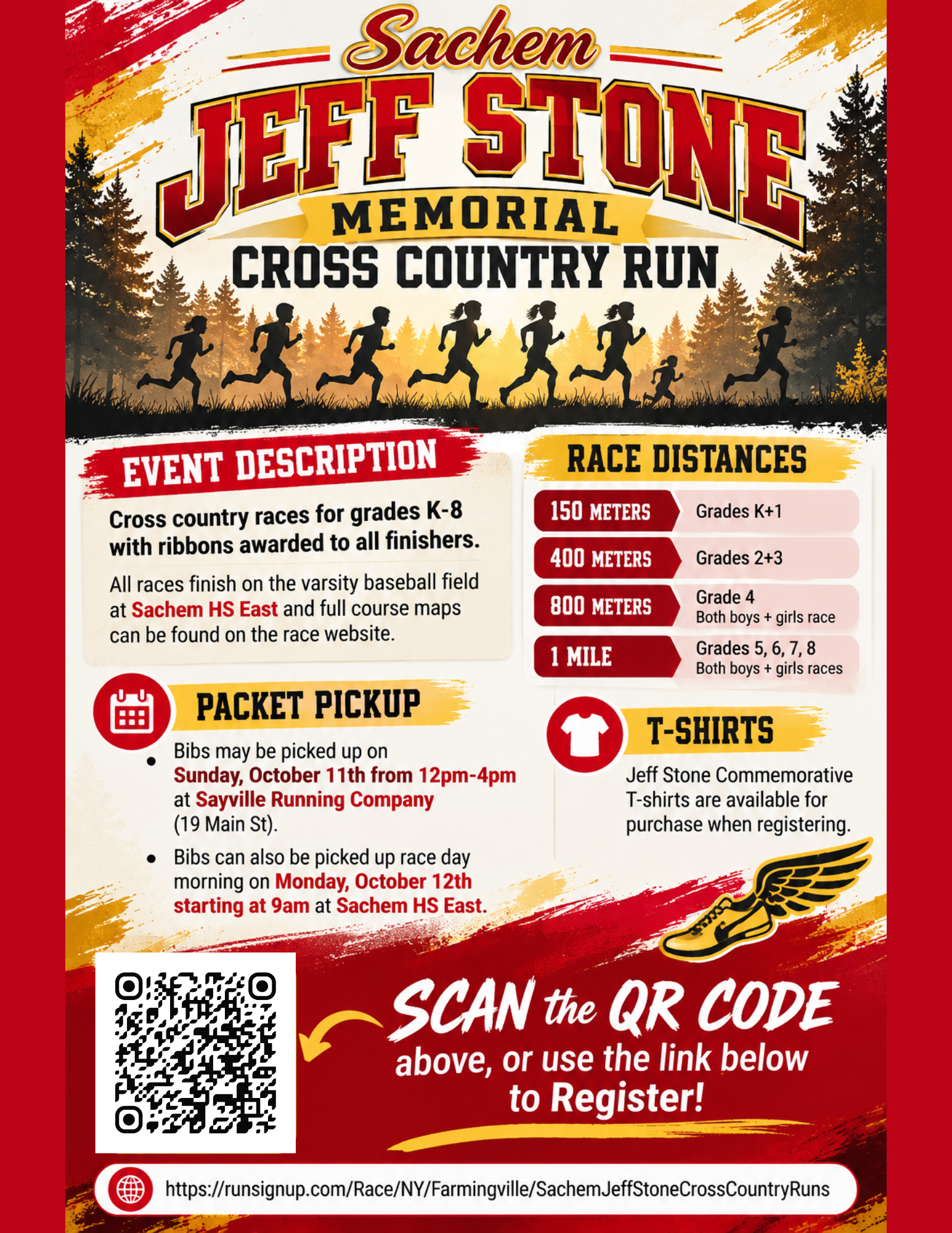 Sachem Invites K–8 Students to Jeff Stone Memorial Cross Country Run on October 12