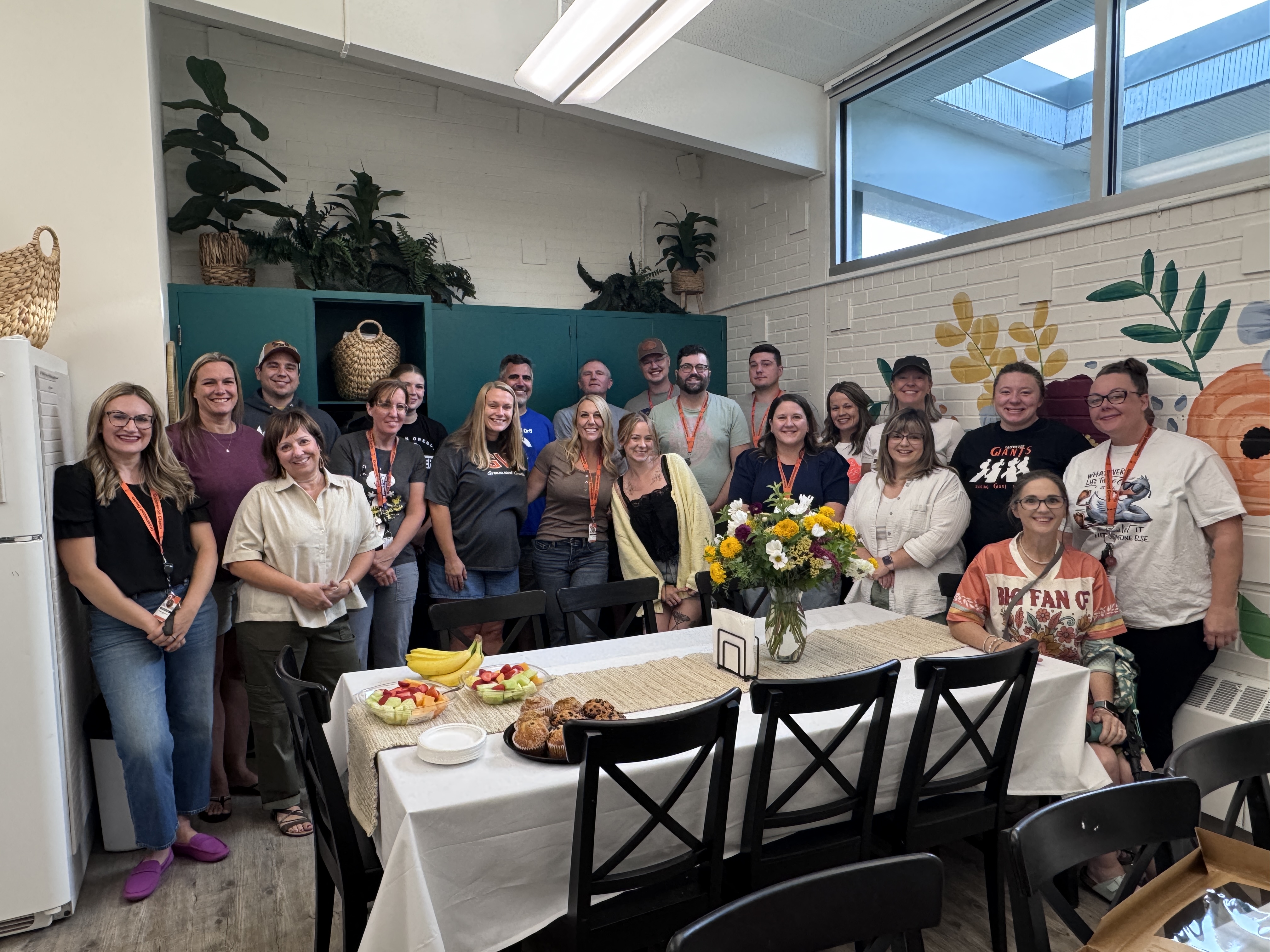 greenwood staff in their updated staff room