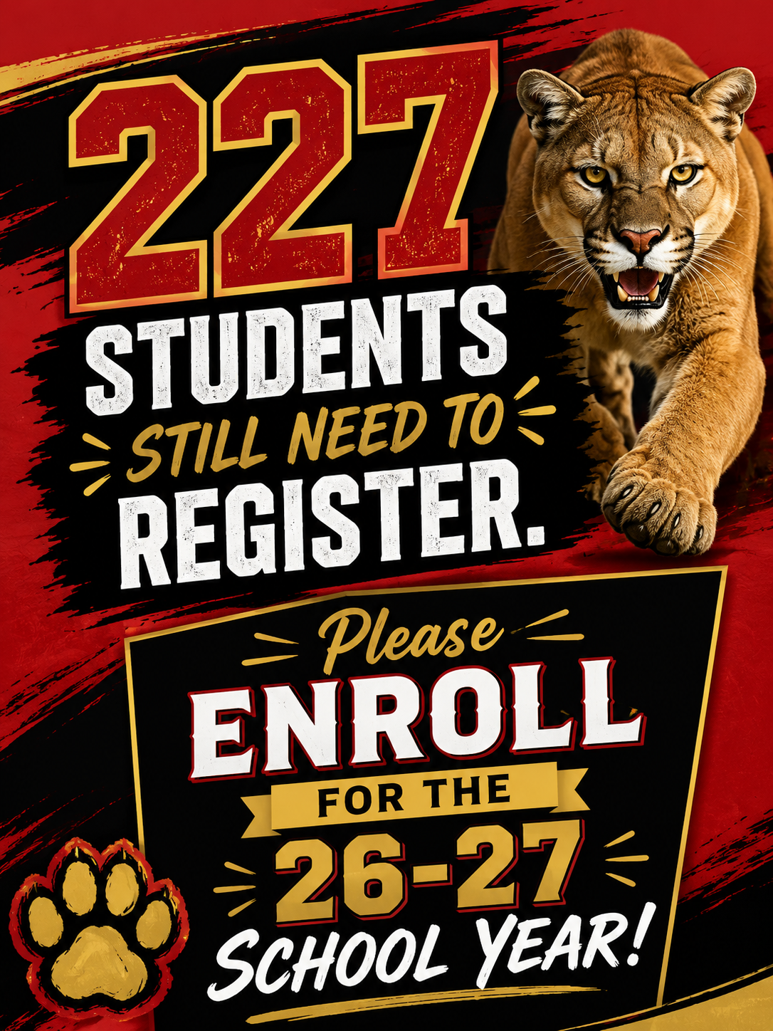 🚨 227 Cox Middle School students still need to register for the 2026-2027 school year! 🚨