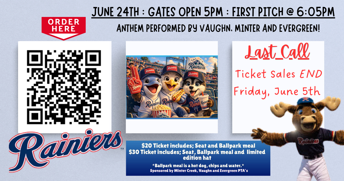 Last call to purchase tickets - Rainier Game June 24, 2026