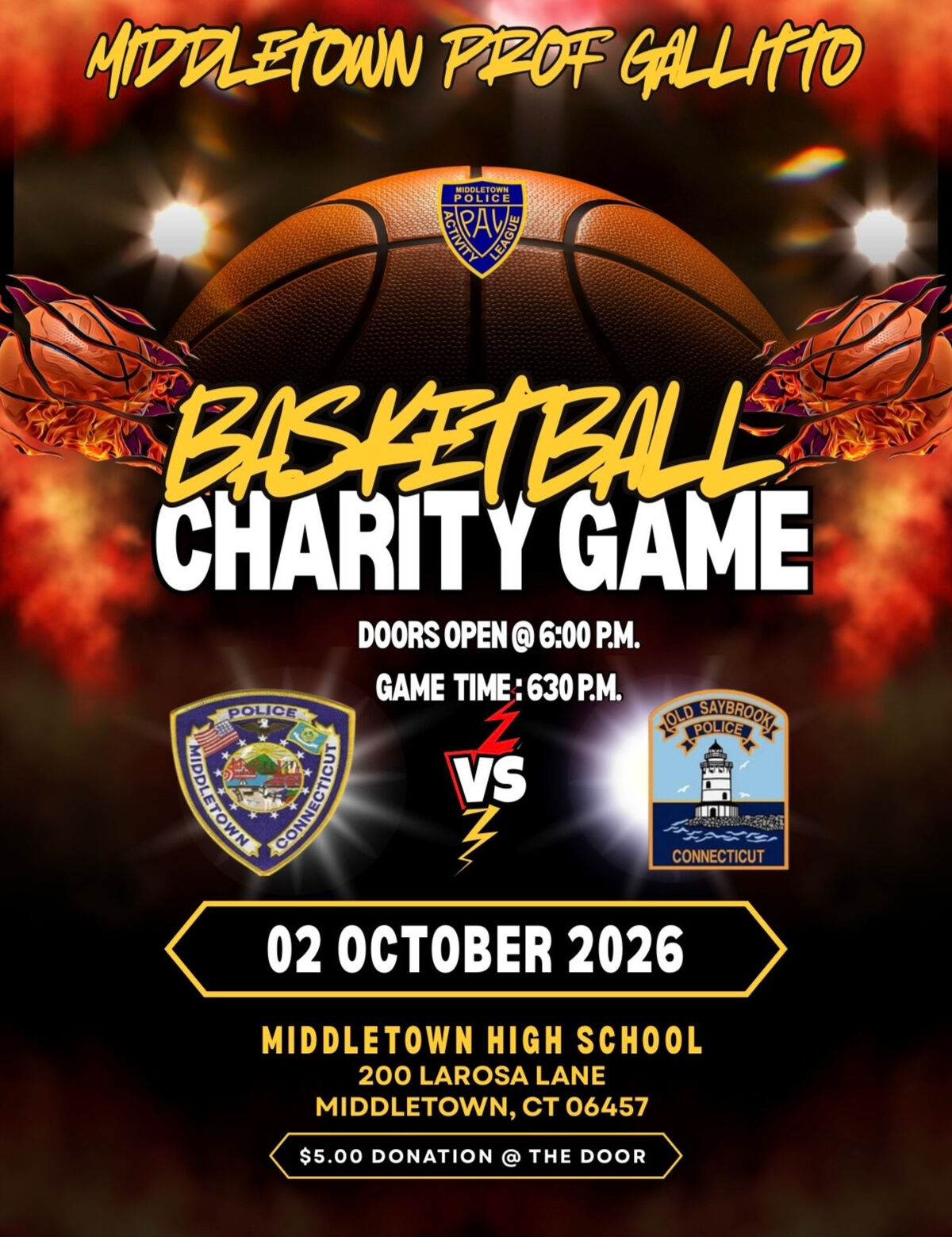 Middletown Prof Gallitto Charity Basketball Game - Friday, Oct. 2