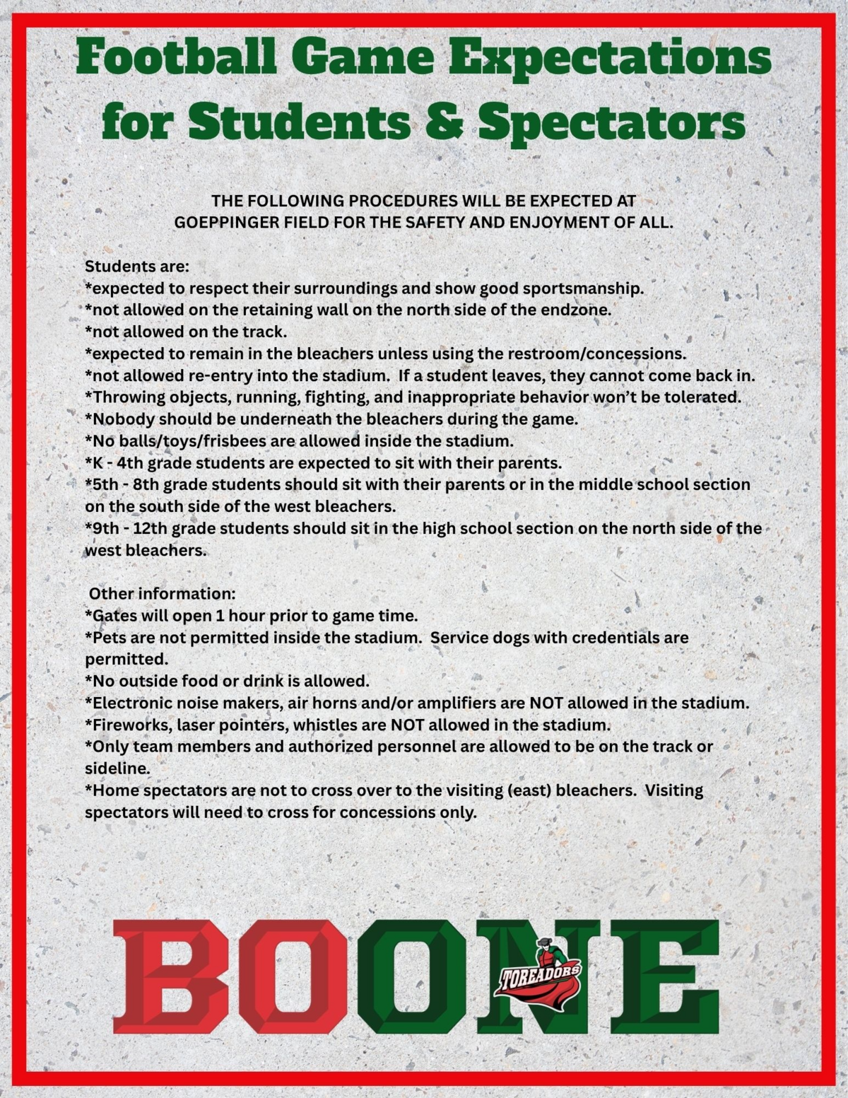 Friday Night Football Expectations for Students & Parents