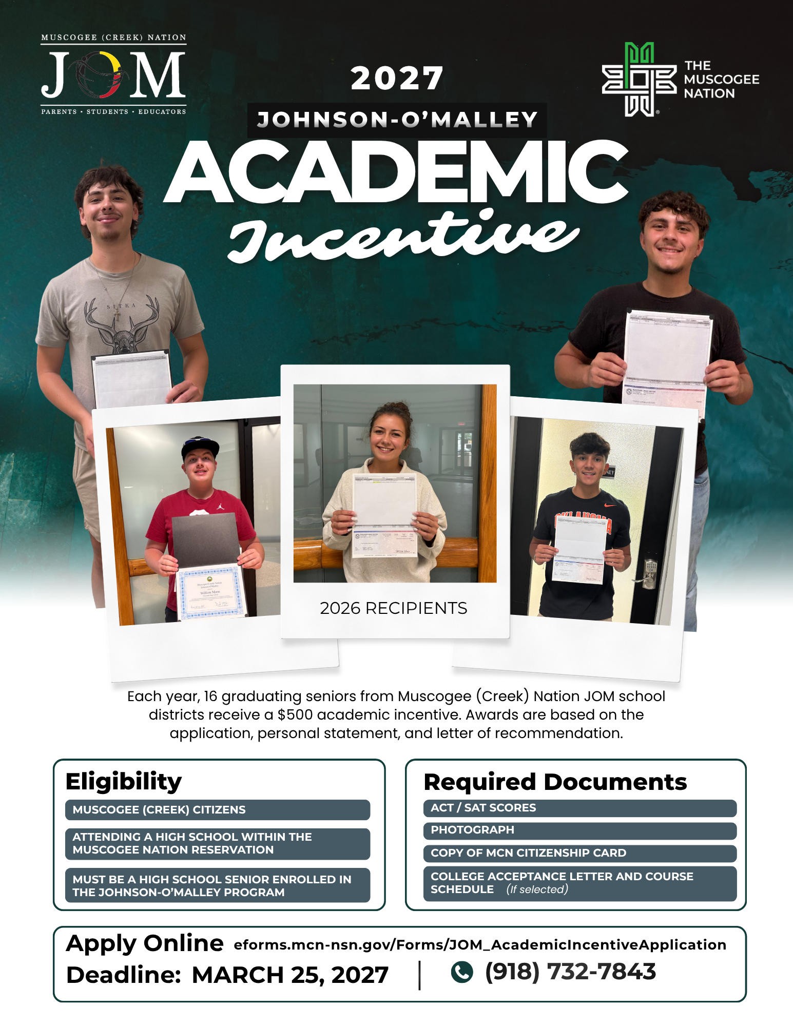 2027 Johnson-O'Malley Academic Incentive for Seniors