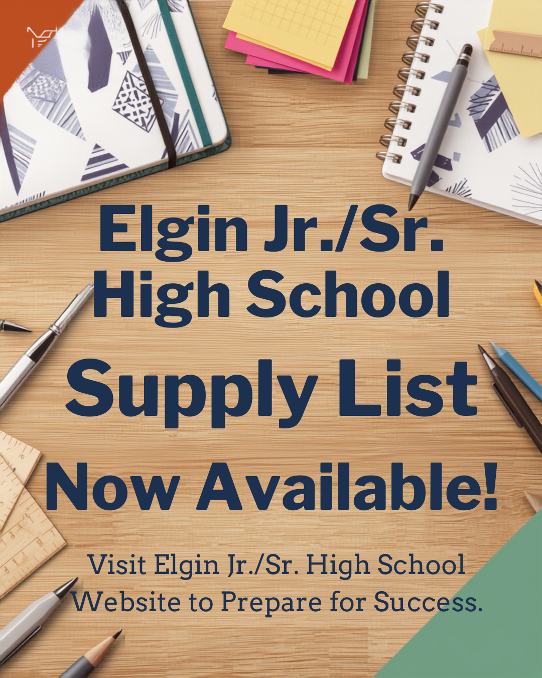 Elgin Jr./Sr. High School Supply List Now Available