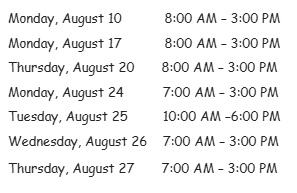 Summer Pickup Dates and Times for Big East passes