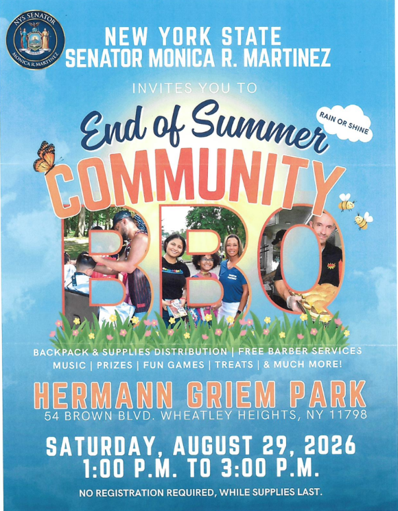 End of Summer Community BBQ invitation by Senator Monica R. Martinez