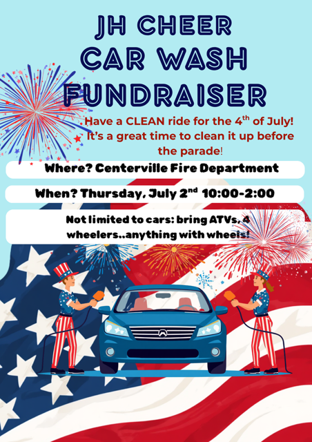 JH Cheer Car Wash Fundraiser - July 2nd