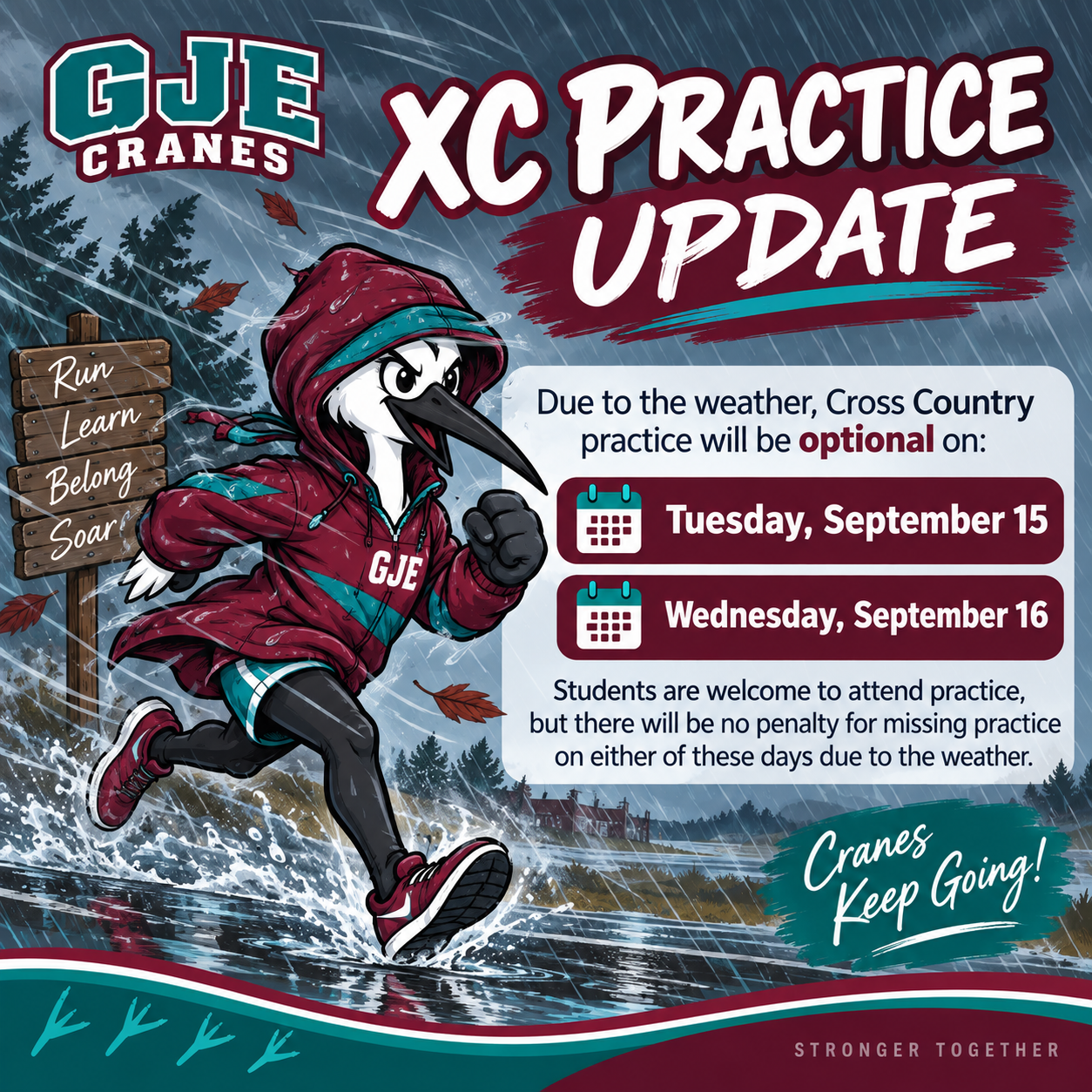 XC Practice Update- September 15 and 16