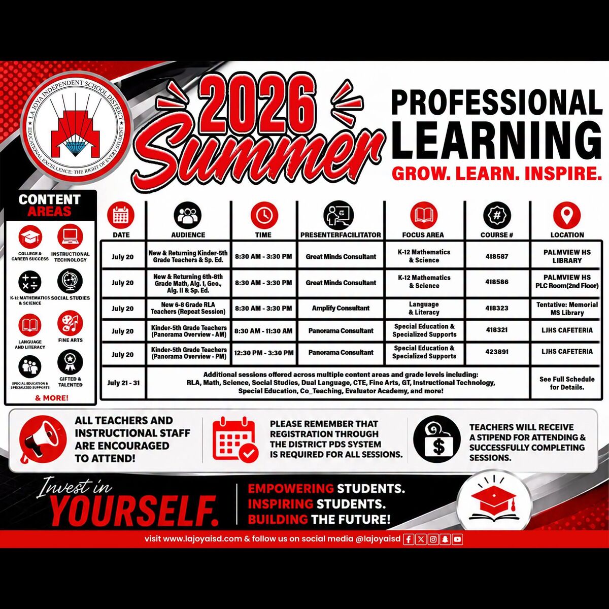 📚⏰ Professional Learning Begins Tomorrow!