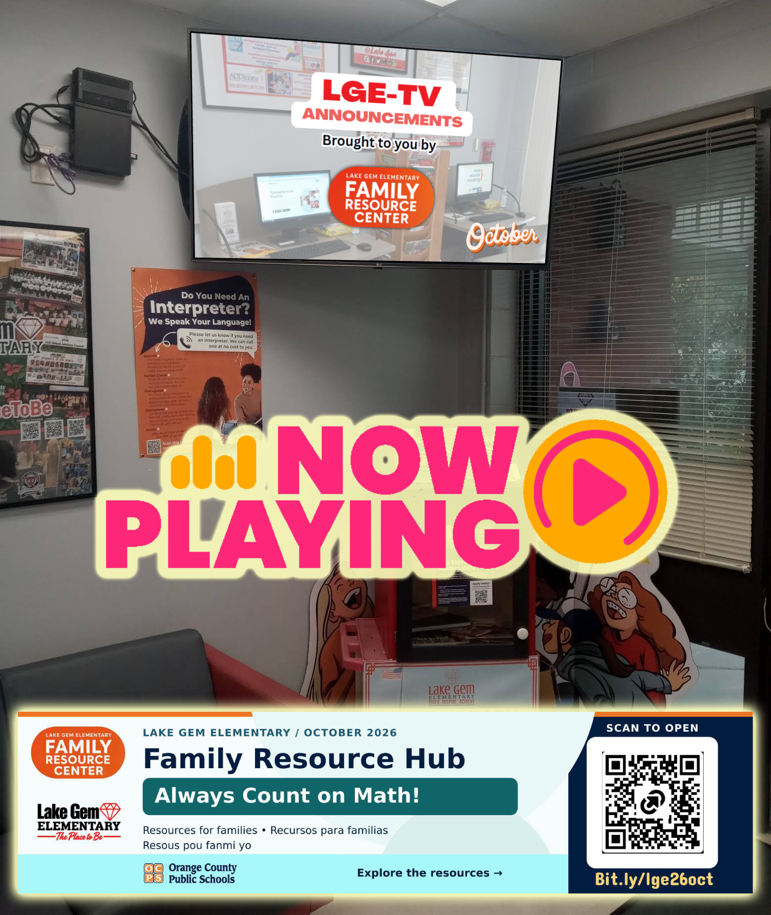 Our October Announcements are now playing 24/7 at our welcoming Lake Gem lobby! 