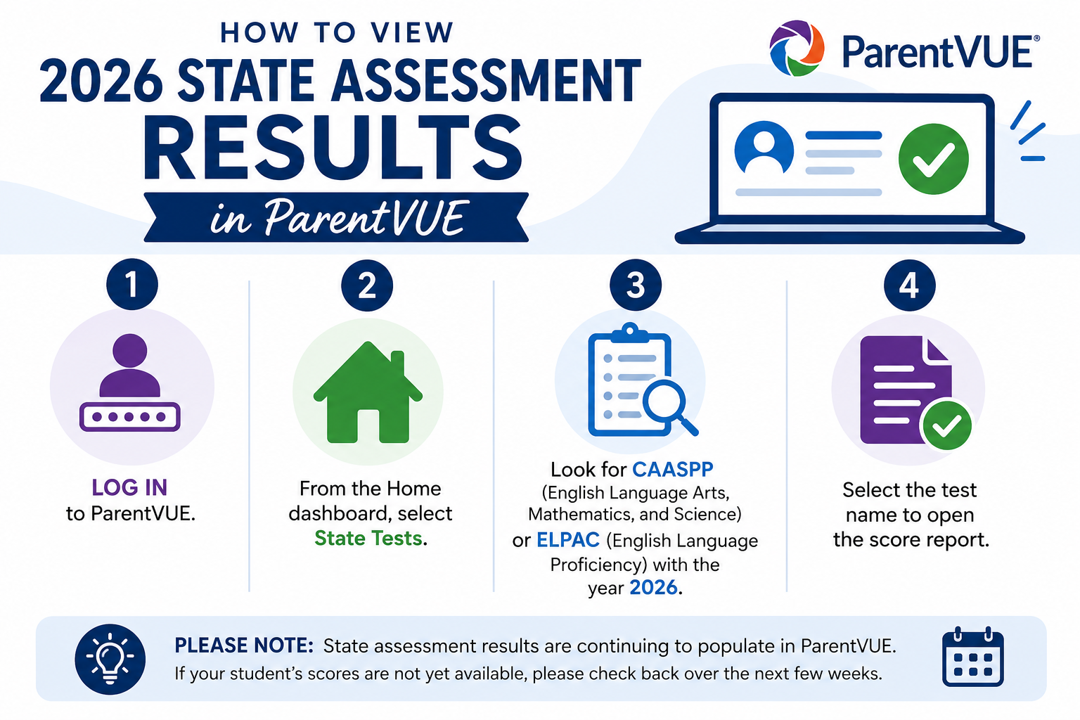 2026 State Assessment Scores Now Available in ParentVUE
