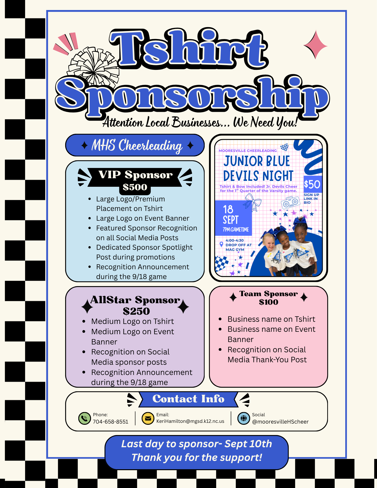 Sponsor our Junior Devils Tshirt!