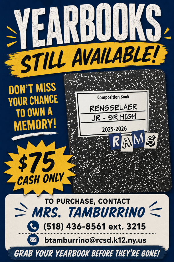 2025-2026 Rensselaer Jr - Sr High Yearbooks Still Available for Purchase